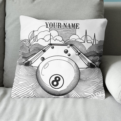 Funny 8 Ball Pool Billiards Games Custom White Pillows, Billiard Gifts TDM0820