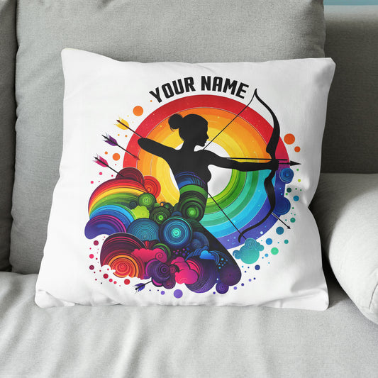 Multicolor Funny Women Player Archery Custom Name Archery White Pillows TDM0826