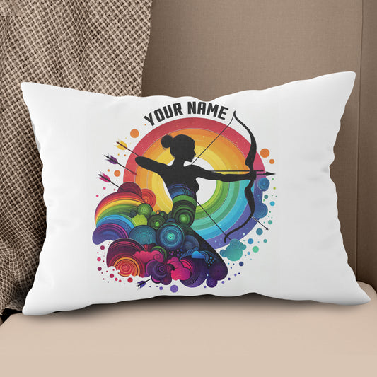 Multicolor Funny Women Player Archery Custom Name Archery White Pillows TDM0826
