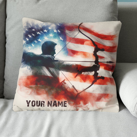 Vintage Smoke Us Flag Archer Custom Pillows, Patriotic Archery Pillows TDM0828