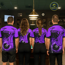 Load image into Gallery viewer, Personalized Purple 8 Ball Fire Flame Billiard Shirt For Women, Pool Team Jersey Polo &amp; 1/4 Zip TDM5975
