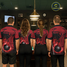 Load image into Gallery viewer, Personalized Red 8 Ball Fire Flame Billiard Shirt For Women, Pool Team Jersey Polo &amp; 1/4 Zip TDM5976