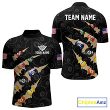 Load image into Gallery viewer, Custom Tan 8 Ball Pool Scratch Billiard Shirt For Men, Black Billiard Team Jersey Polo &amp; 1/4 Zip TDM6438