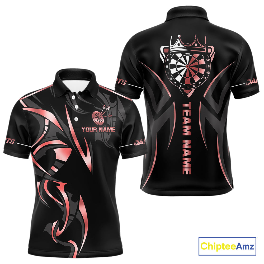 Black And Red Dartboard Crown Dart Shirts For Men Custom Dart Jersey Team Polo & Quarter Zip TDM4091