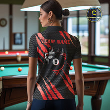 Load image into Gallery viewer, Black And Red Scratch Billiard Shirts For Women Custom 8 Ball Crown Pool Team Jersey Polo &amp; 1/4 Zip TDM4096
