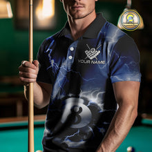 Load image into Gallery viewer, Personalized Blue Thunder Lightning 8 Ball Billiard Shirt For Men Custom Pool Team Jerseys TDM4462