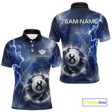 Load image into Gallery viewer, Personalized Blue Thunder Lightning 8 Ball Billiard Shirt For Men Custom Pool Team Jerseys TDM4462