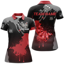 Load image into Gallery viewer, Personalized Grunge Paint Darts Polo &amp; 1/4 Zip Shirts For Women, Best Darts Shirts Team Jersey |Red TDM2386