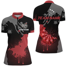Load image into Gallery viewer, Personalized Grunge Paint Darts Polo &amp; 1/4 Zip Shirts For Women, Best Darts Shirts Team Jersey |Red TDM2386
