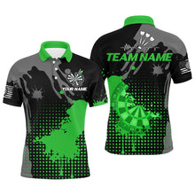 Load image into Gallery viewer, Personalized Grunge Paint Darts Polo &amp; 1/4 Zip Shirts For Men, Best Darts Shirts Team Jersey |Green TDM2387