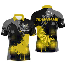 Load image into Gallery viewer, Personalized Grunge Paint Darts Polo &amp; 1/4 Zip Shirts For Men Best Darts Shirts Team Jersey |Yellow TDM2388