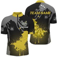 Load image into Gallery viewer, Personalized Grunge Paint Darts Polo &amp; 1/4 Zip Shirts For Men Best Darts Shirts Team Jersey |Yellow TDM2388