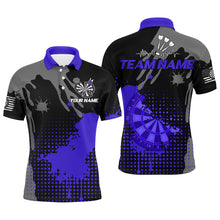 Load image into Gallery viewer, Personalized Grunge Paint Darts Polo &amp; 1/4 Zip Shirts For Men Best Darts Shirts Team Jersey |Purple TDM2389