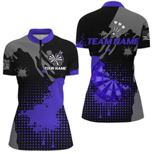 Load image into Gallery viewer, Personalized Grunge Paint Darts Polo &amp; 1/4 Zip Shirts For Women Best Darts Shirts Team Jersey |Purple TDM2389