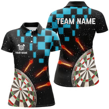 Load image into Gallery viewer, Personalized Blue Checkerboard Darts Shirts For Women Custom Dart Board Darts Team Jerseys TDM2390