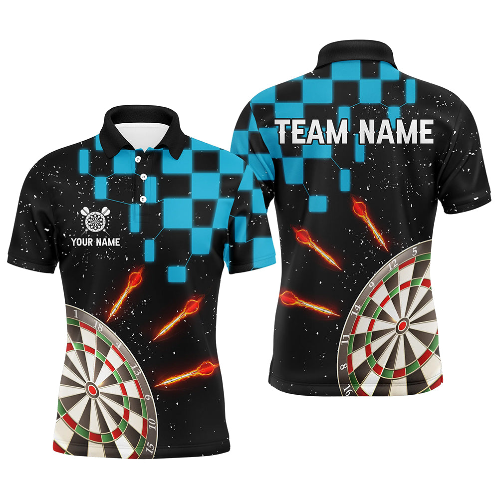 Personalized Blue Checkerboard Darts Shirts For Men Custom Dart Board Darts Team Jerseys TDM2390