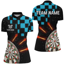 Load image into Gallery viewer, Personalized Blue Checkerboard Darts Shirts For Women Custom Dart Board Darts Team Jerseys TDM2390
