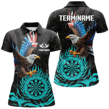 Load image into Gallery viewer, Personalized 3D Eagle American Flag Patriotic Darts Shirts For Women Custom Flame Darts Jerseys |Cyan TDM2393