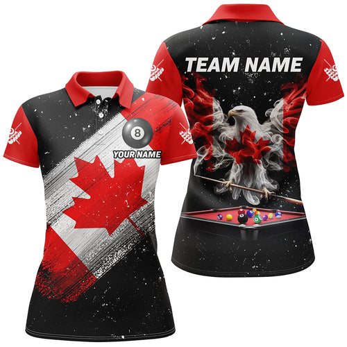 Black Grunge Eagle Canada Flag Smoke Custom Women Billiard Shirts Patriotic Canadian Billiard Jersey TDM2630