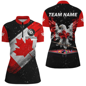 Black Grunge Eagle Canada Flag Smoke Custom Women Billiard Shirts Patriotic Canadian Billiard Jersey TDM2630