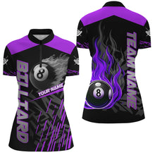 Load image into Gallery viewer, Purple 8 Ball Pool Flame 3D Billiard Shirts For Women Billiard League Jersey Custom Pool Team Shirts TDM2876