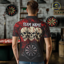 Load image into Gallery viewer, Black And Red Grunge Skull Mens Dart Shirts Custom Dart Jerseys Team Polo &amp; Quarter Zip TDM5127