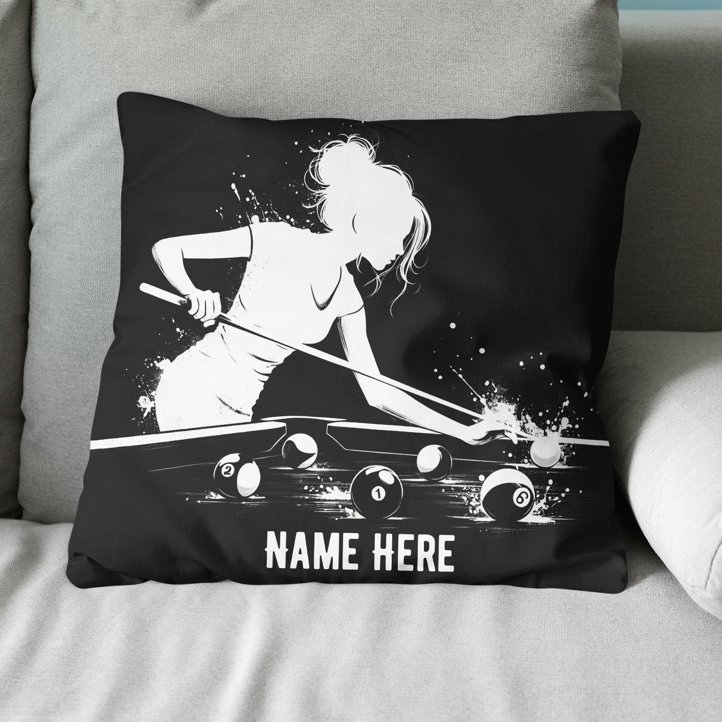 Funny Billiard Player Custom Black Pillows, Billiards Decorative Pillows TDM0830