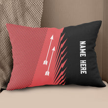 Load image into Gallery viewer, Custom Black Red Archery Arrows Throw Pillow, Personalized Archery Gifts TDM0835