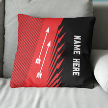 Load image into Gallery viewer, Custom Black Red Archery Arrows Throw Pillow, Personalized Archery Gifts TDM0835