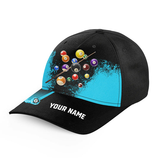 Personalized Grunge Blue Black Pool Balls Billiard Hats Custom Name 3D Printed Billiard Baseball Caps TDM3511