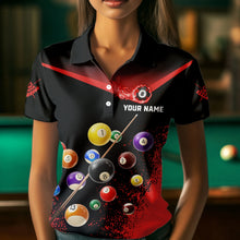 Load image into Gallery viewer, Personalized Grunge Red Black 3D Pool Balls Women Billiard Shirts Custom Billiard Jerseys For Team TDM3512