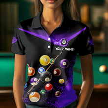 Load image into Gallery viewer, Personalized Grunge Purple Black 3D Pool Balls Women Billiard Shirts Custom Billiard Jerseys For Team TDM3513