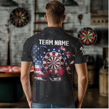 Load image into Gallery viewer, Customized American Flag Smoke Black Grunge Dart Shirts For Men, Patriotic Team Darts Jerseys TDM3514
