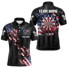Load image into Gallery viewer, Customized American Flag Smoke Black Grunge Dart Shirts For Men, Patriotic Team Darts Jerseys TDM3514