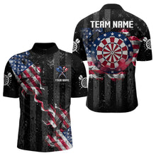 Load image into Gallery viewer, Customized American Flag Smoke Black Grunge Dart Shirts For Men, Patriotic Team Darts Jerseys TDM3514