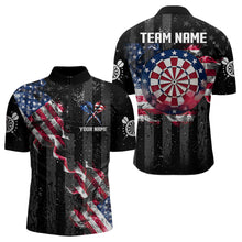Load image into Gallery viewer, Customized American Flag Smoke Black Grunge Dart Shirts For Men, Patriotic Team Darts Jerseys TDM3514