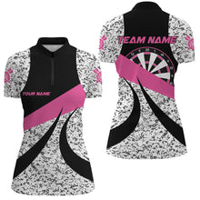 Load image into Gallery viewer, Personalized Grunge Pink Darts Polo &amp; Quarter-Zip Shirts For Women, Unique Darts Team Jerseys Attire TDM1723