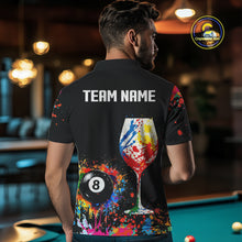 Load image into Gallery viewer, Personalized Colorful Splash 8 Ball Billiard Shirts For Men, Funny Wine Glass Custom Pool Jerseys TDM4100
