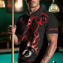 Load image into Gallery viewer, Black And Red Tribal Flame 8 Ball Pool Billiards Shirts For Men Custom Pool Team Jerseys TDM4101