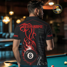 Load image into Gallery viewer, Black And Red Tribal Flame 8 Ball Pool Billiards Shirts For Men Custom Pool Team Jerseys TDM4101