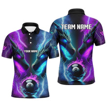 Load image into Gallery viewer, Custom Blue Purple Fire 3D Dragon 8 Ball Pool Billiard Shirts For Men, Team League Billiard Jerseys TDM2394