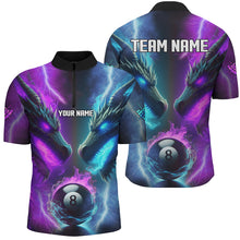 Load image into Gallery viewer, Custom Blue Purple Fire 3D Dragon 8 Ball Pool Billiard Shirts For Men, Team League Billiard Jerseys TDM2394