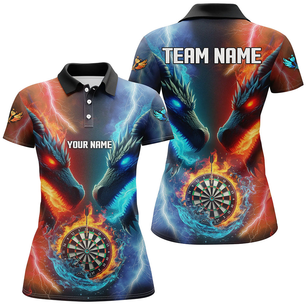 Personalized Dart Board Water Fire 3D Dragon Darts Shirts For Women, Team League Darts Jerseys TDM2397