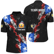 Load image into Gallery viewer, 9 Ball Pool Us Flag Smoke Custom Grunge Men Billiard Shirts, Patriotic Billiard Jerseys Uniform TDM2398