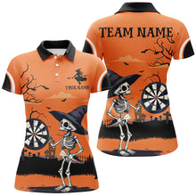 Load image into Gallery viewer, Funny Skeleton Orange Halloween Darts Shirts For Women Custom Halloween Gifts For Darts Lover TDM2636