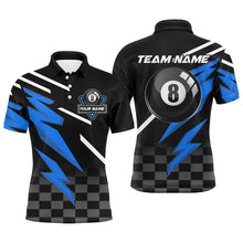 Load image into Gallery viewer, Customized 8 Ball Pool Tournament Billiards Shirts For Men, Blue And Black 8 Ball Billiard Jerseys TDM2641