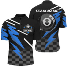 Load image into Gallery viewer, Customized 8 Ball Pool Tournament Billiards Shirts For Men, Blue And Black 8 Ball Billiard Jerseys TDM2641