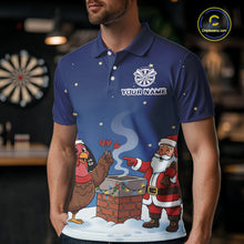 Load image into Gallery viewer, Funny Santa And Turkey Custom Darts Shirt For Men, Christmas Darts Shirt Gift For Darts Lover TDM4912