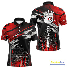 Load image into Gallery viewer, Black And Red 8 Ball Crown Men&#39;s Billiard Shirts Custom Billiards Jerseys, Pool League Team Shirts TDM5131