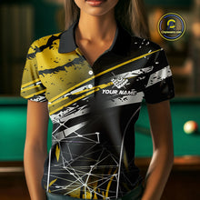 Load image into Gallery viewer, Black And Gold 8 Ball Crown Women&#39;s Billiard Shirts Custom Billiards Jerseys, Pool League Team Shirt TDM5132